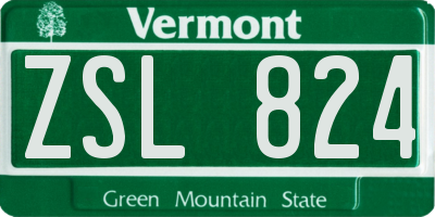 VT license plate ZSL824