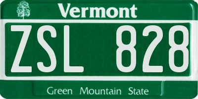 VT license plate ZSL828