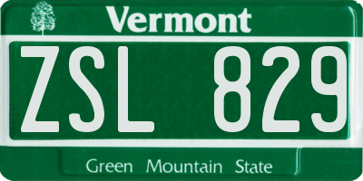 VT license plate ZSL829