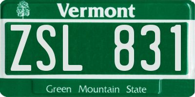 VT license plate ZSL831