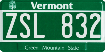 VT license plate ZSL832