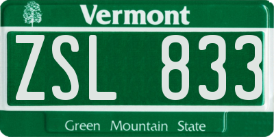 VT license plate ZSL833