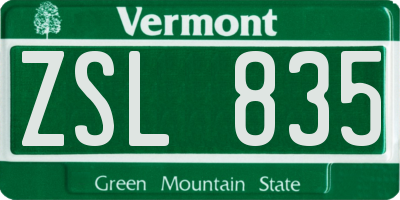 VT license plate ZSL835