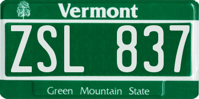 VT license plate ZSL837
