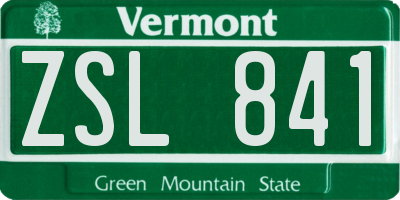 VT license plate ZSL841