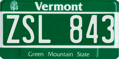 VT license plate ZSL843