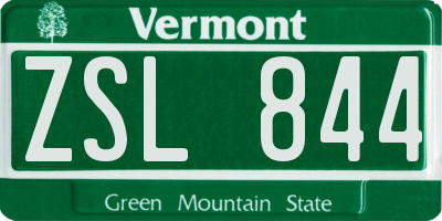 VT license plate ZSL844