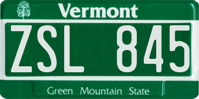 VT license plate ZSL845