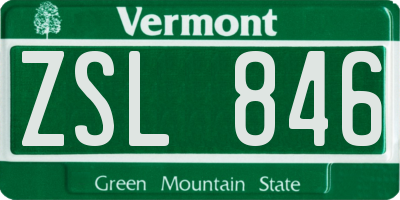 VT license plate ZSL846