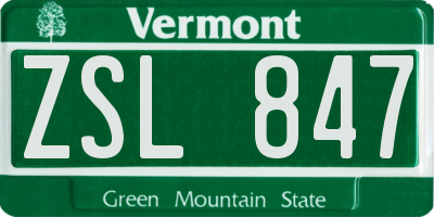 VT license plate ZSL847