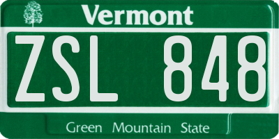 VT license plate ZSL848