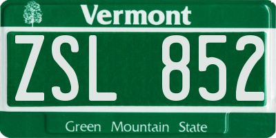 VT license plate ZSL852