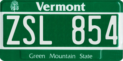VT license plate ZSL854