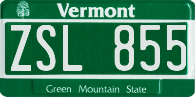 VT license plate ZSL855