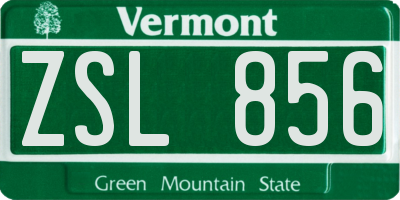VT license plate ZSL856