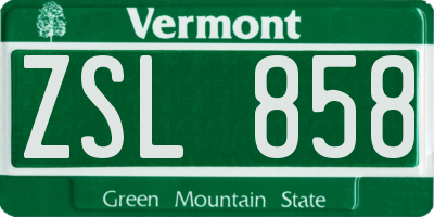 VT license plate ZSL858