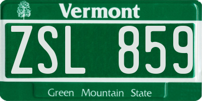 VT license plate ZSL859