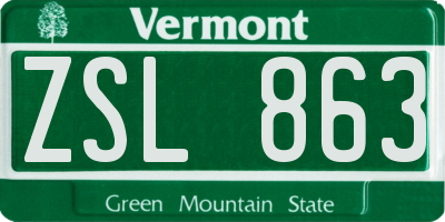 VT license plate ZSL863