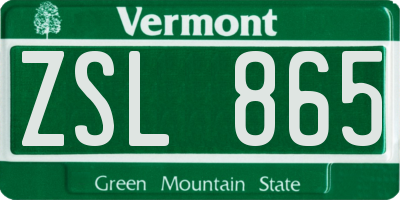 VT license plate ZSL865