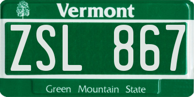 VT license plate ZSL867