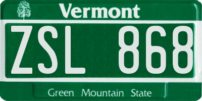 VT license plate ZSL868