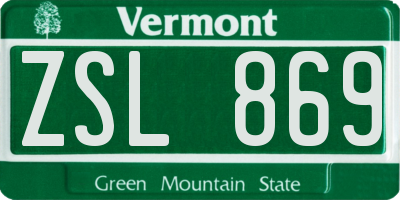VT license plate ZSL869