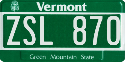 VT license plate ZSL870