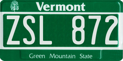 VT license plate ZSL872
