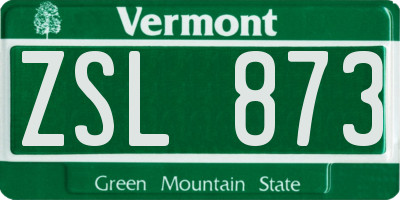 VT license plate ZSL873