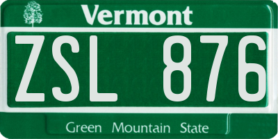 VT license plate ZSL876