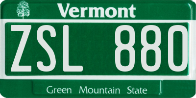 VT license plate ZSL880