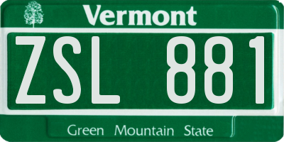VT license plate ZSL881