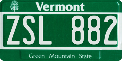 VT license plate ZSL882