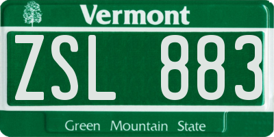 VT license plate ZSL883