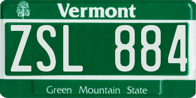VT license plate ZSL884