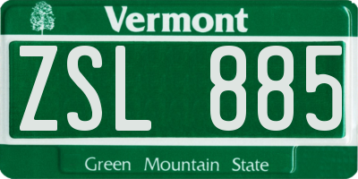 VT license plate ZSL885