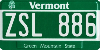VT license plate ZSL886