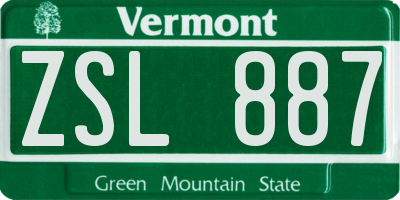 VT license plate ZSL887