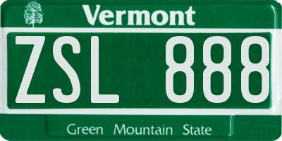 VT license plate ZSL888