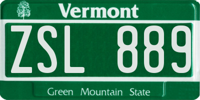 VT license plate ZSL889