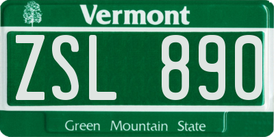 VT license plate ZSL890