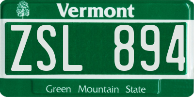 VT license plate ZSL894