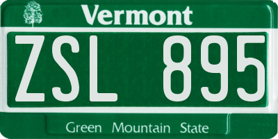 VT license plate ZSL895