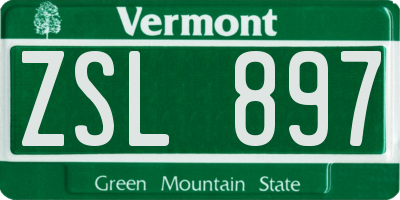 VT license plate ZSL897