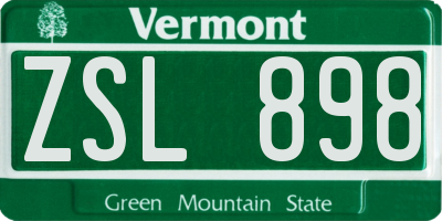 VT license plate ZSL898