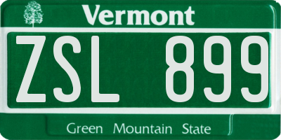 VT license plate ZSL899