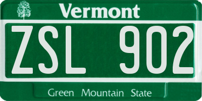 VT license plate ZSL902