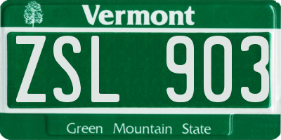 VT license plate ZSL903