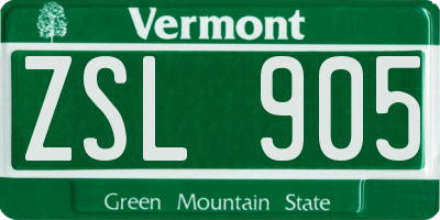 VT license plate ZSL905