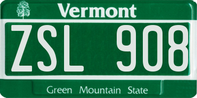 VT license plate ZSL908